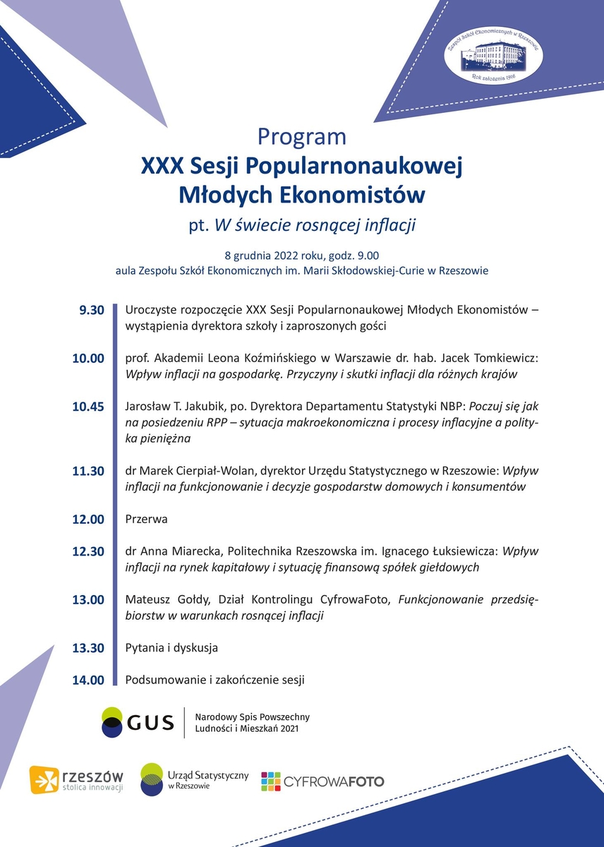 Program XXX Sesji Popularnonaukowej Młodych Ekonomistów