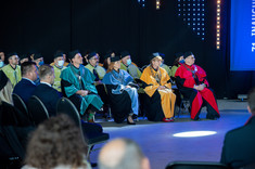 Dziekani wydziałów Politechniki Rzeszowskiej. Trzecia od prawej Dziekan Wydziału Zarządzania, dr hab. Beata Zatwarnicka-Madura, fot. A. Surowiec.