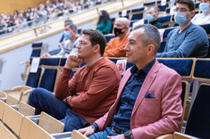 Od prawej: prof. dr hab. Grzegorz Ostasz, Prorektor ds. Studenckich i mgr Damian Gębarowski, Dyrektor Centrum Komunikacji i Kultury Akademickiej, fot. A. Surowiec 