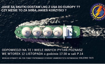 12 listopada prezentacja studenckiego spojrzenia na temat dostaw LNG z USA do UE