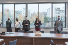 Od prawej: rektor PRz, dziekan WZ, prodziekan WZ ds. kształcenia i opiekunki studiów MBA, fot. A. Surowiec