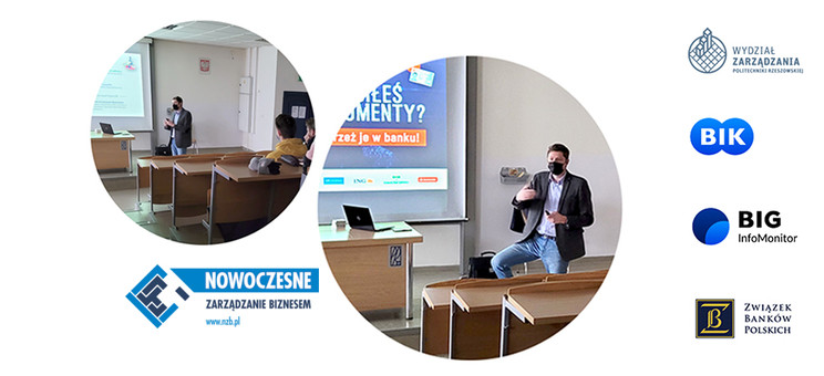 Grafika przedstawia dwa zdjęcia z wykładów i loga partnerów, graf. I. Oleniuch