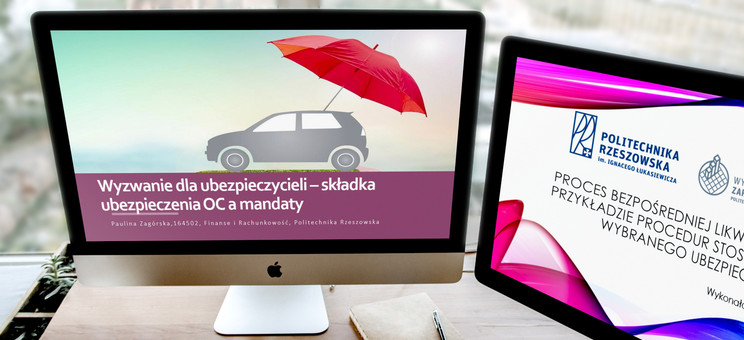 Grafika ze zrzutami ekranu dwóch prezentacji konferencyjnych