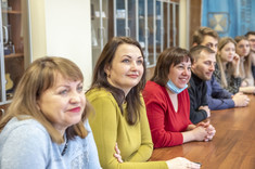 Od lewej na zdjęciu: dr Larysa Lysak, dr Vita Hryhorieva, Tetiana Kalashnikova, dr inż. Polanskyi Konstiantyn, Dmytro Bieliaiev, Anastasia Komelkova, Rymma Halan, Vitalii Horovenko,