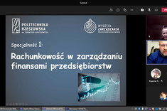 Dr hab. inż. Grzegorz Lew, prof. PRz podczas prezentacji (zrzut ekranu)