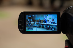 Widok panelistów konferencji w oknie kamery podczas rejestracji dokumentacji z obrad, fot. A. Surowiec